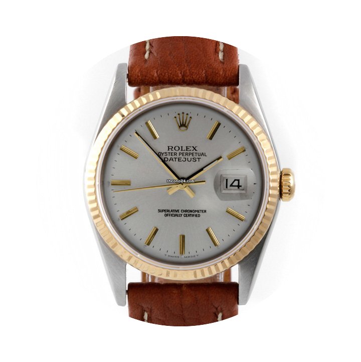 Rolex Mens 2tone Datejust with Silver St...