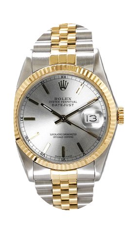 Rolex Men's Datejust Two Tone Fluted Sil...