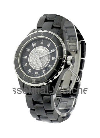 Chanel J12 Black 38mm with Pave Diamond ...