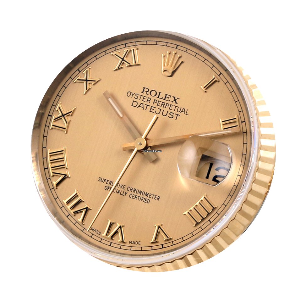 Rolex 18K/SS 36mm Datejust Champ Roman A...
