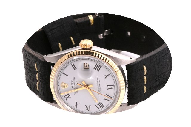 Rolex Datejust w/ White Roman Dial Black...