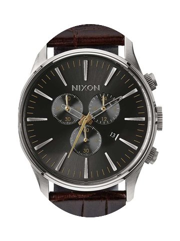Nixon A405-1887 Sentry Chrono Leather Br...