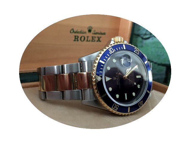 Rolex Oyster Submariner Gold Steel Bleu ...