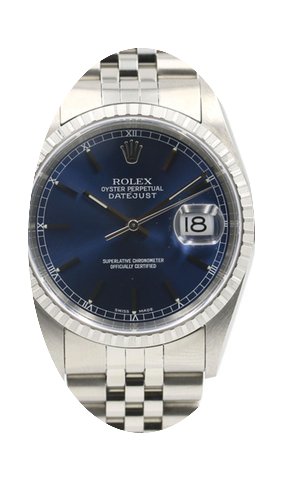 Rolex Datejust 16220 Men's 36mm Blue Ind...