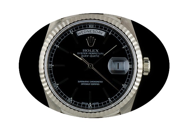 Rolex 18k White Gold O/P Black Baton Dia...