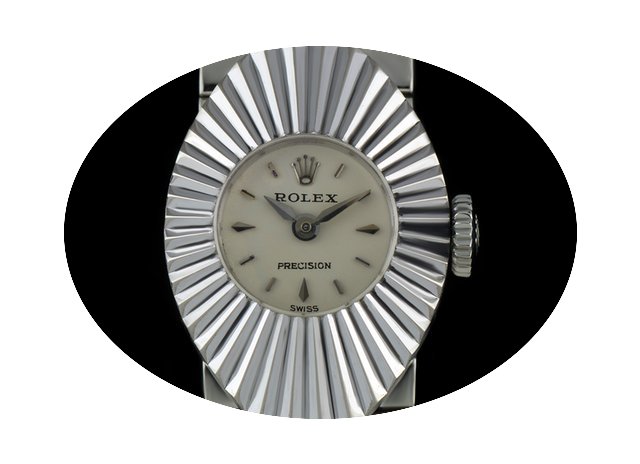Rolex 18k White Gold Silver Dial Rare Ch...