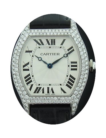 Cartier White Gold Diamond Tortue Mechan...