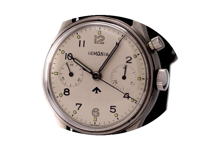 Lemania Vintage Mono-Pousante Military C...