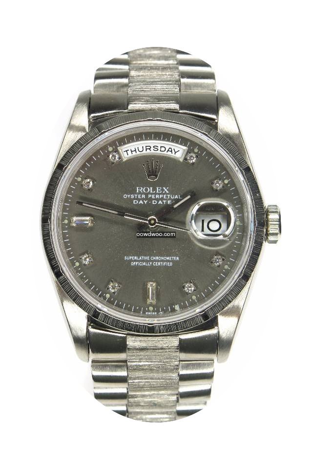 Rolex Day-Date White gold Bark Finish Di...