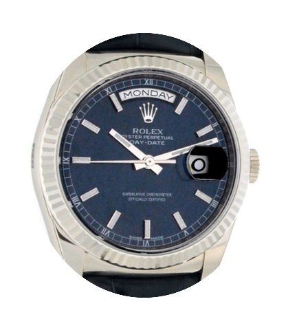Rolex Day Date 118139 White Gold, Leathe...