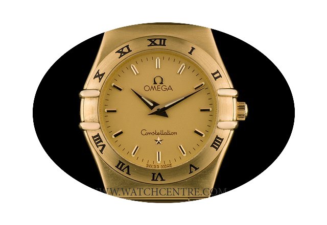 Omega 18k Yellow Gold Champagne Baton Di...