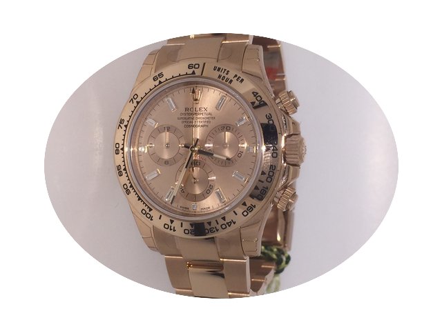 Rolex Daytona Pink Gold Bagette Diamond ...