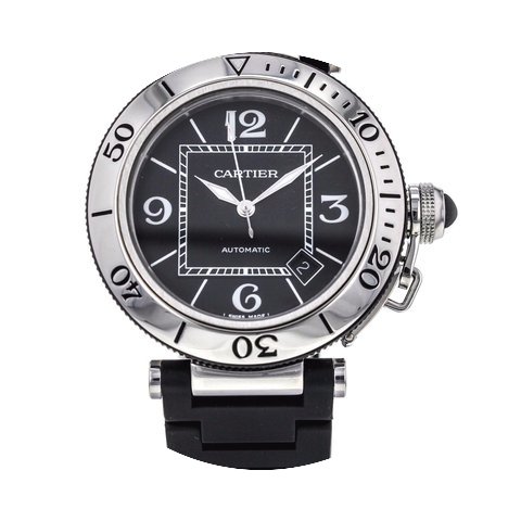 Cartier Pasha Seatimer Black Rubber Auto...
