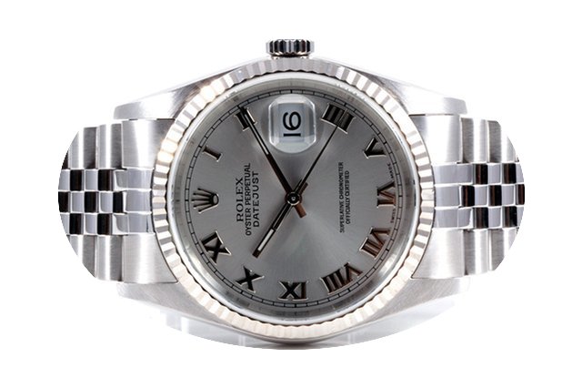 Rolex Mens Datejust SS Silver Roman Nume...