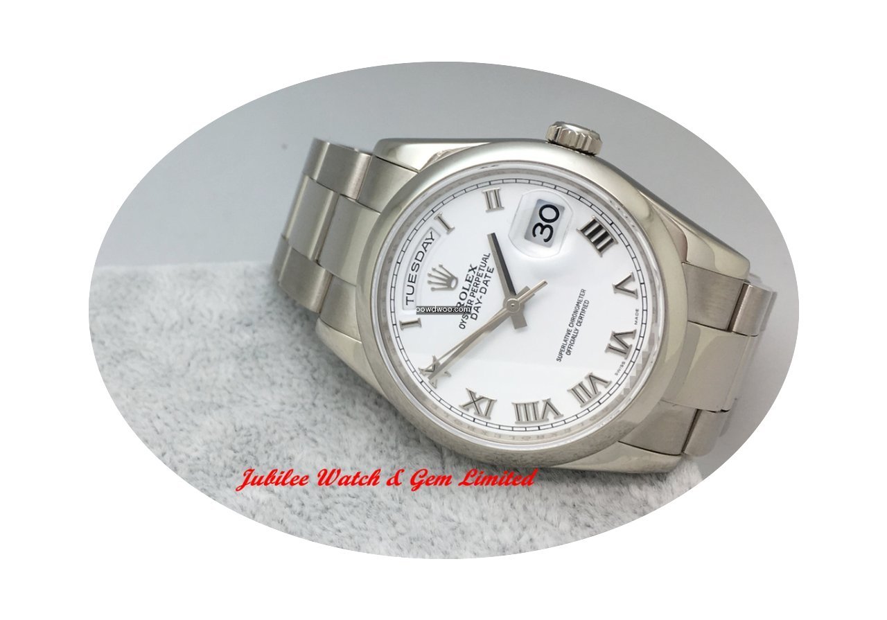 Rolex 118209 Daydate White Roman Dial Wh...