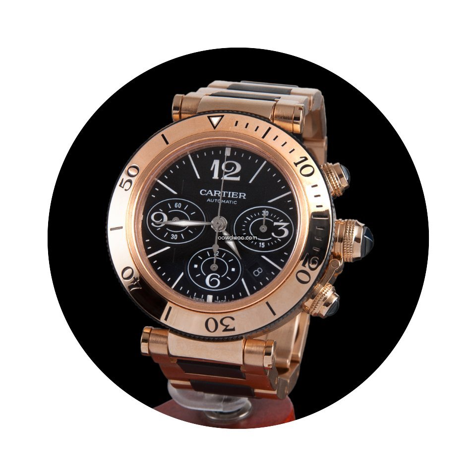 Cartier pasha sea-timer chronograph rose...