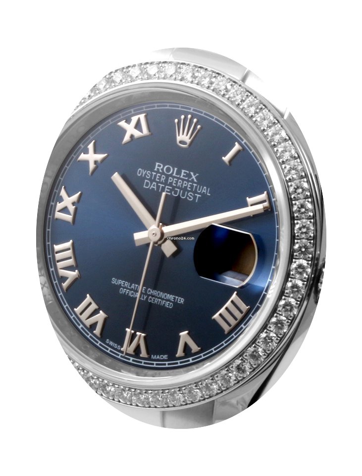 Rolex 36mm SS Datejust Navy Blue Roman F...