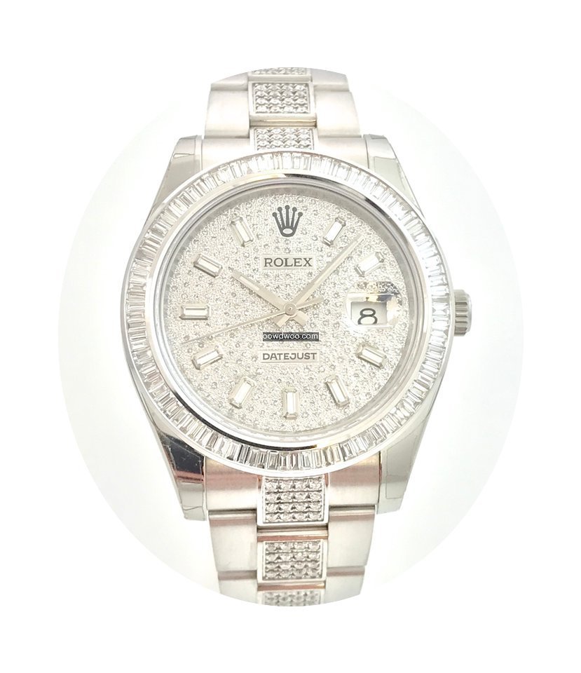 Rolex Datejust II Pavee Dial Weissgold B...