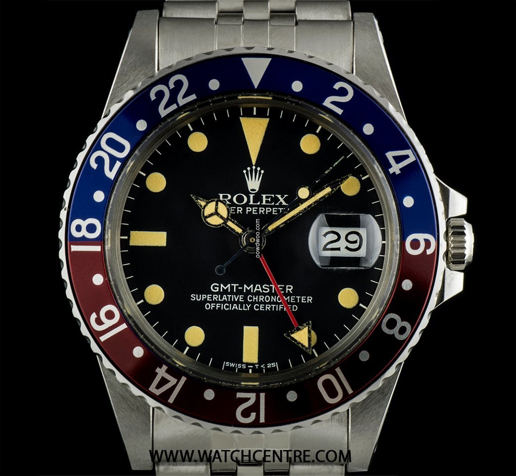 Rolex S/S O/P Black Dial Pepsi Bezel GMT...