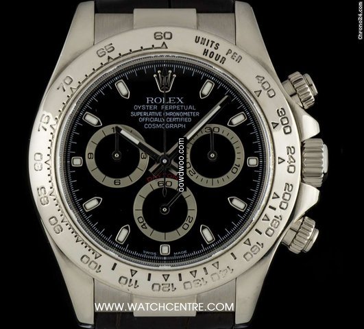 Rolex 18k White Gold O/P Black Dial Cosm...