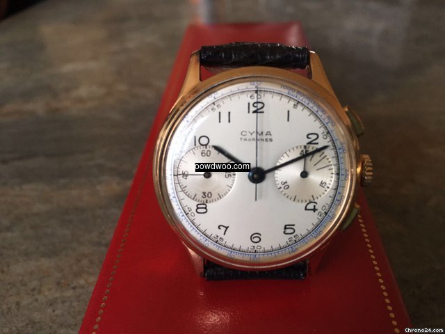 Cyma Tavannes Chronograph 750/18kt Rotgo...