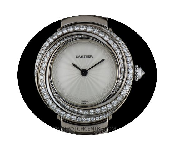Cartier 18k W/G Silver Dial Diamond Set ...