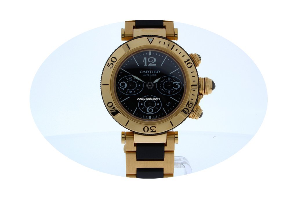 Cartier Pasha Seatimer Yellow gold, Blac...