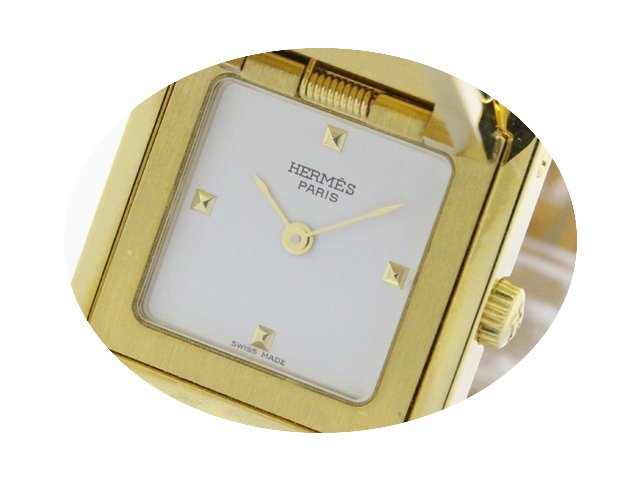 Hermès Medor Gold Plated Leather Quartz...