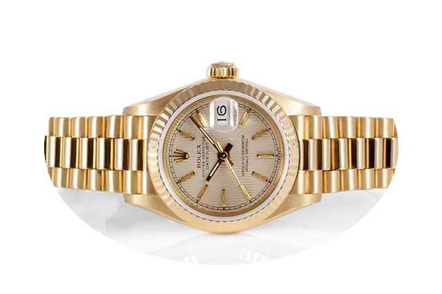 Rolex Ladies President 18k Tapestry Stic...