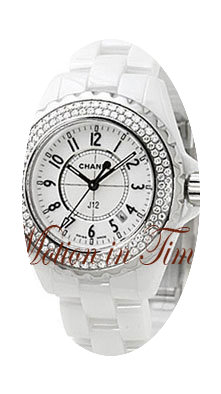 Chanel J-12 WHITE CERAMIC 33mm DIAMOND B...
