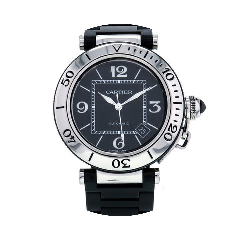 Cartier Pasha Seatimer Black Rubber Auto...