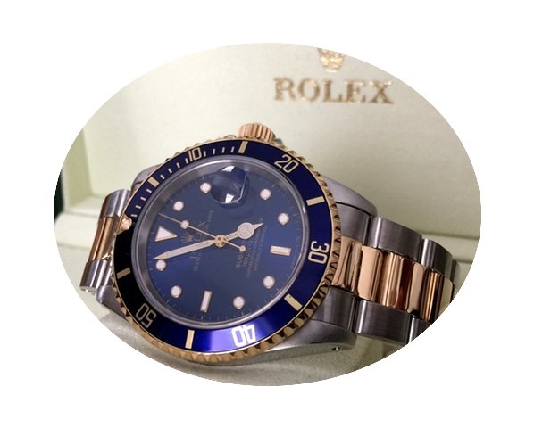 Rolex Oyster Submariner Gold Steel Bleu ...