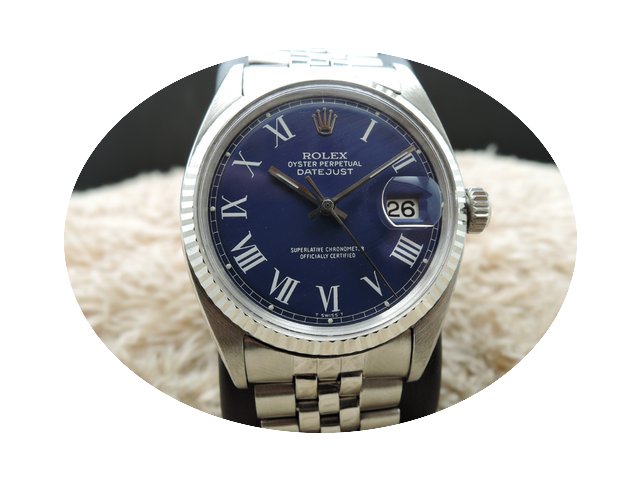 Rolex DATEJUST 1601 SS Blue Buckley Dial...