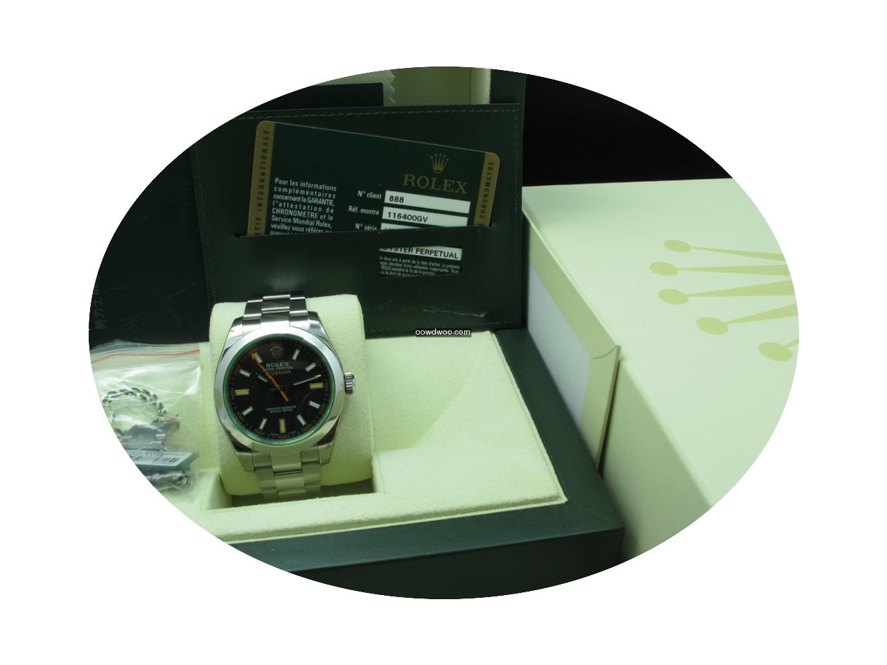 Rolex MILGAUSS 116400GV Green Glass Full...