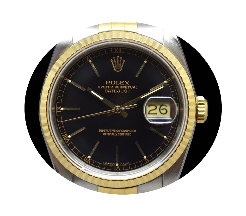 Rolex Datejust Steel Gold 16233 Black Di...