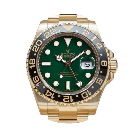 Rolex GMT-MASTER II 18K Yellow Gold Gree...