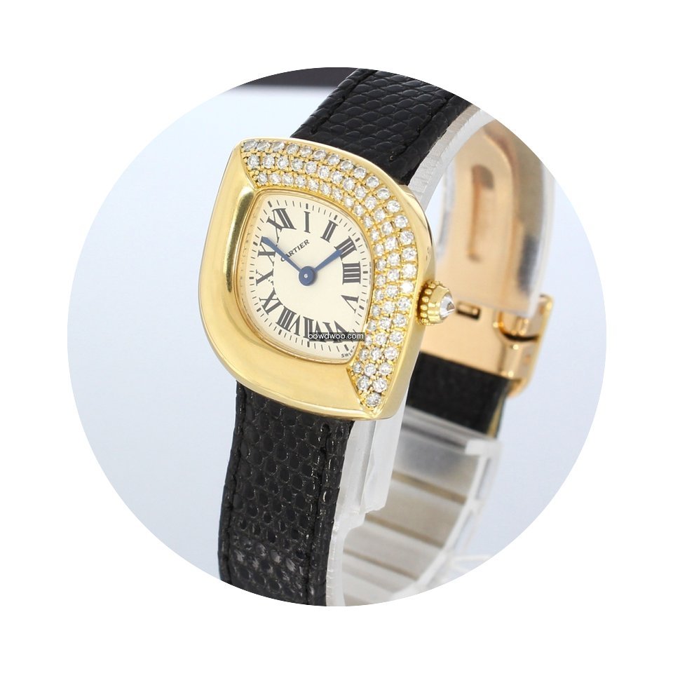 Cartier Navette Damenuhr In Gold Mit Bri...