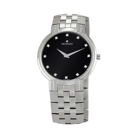 Movado Faceto Black Dial Stainless Steel...