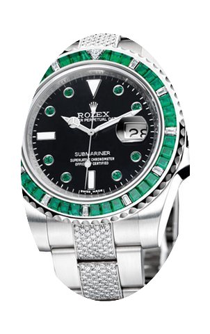 Rolex Submariner Diamond Emerald Baguett...