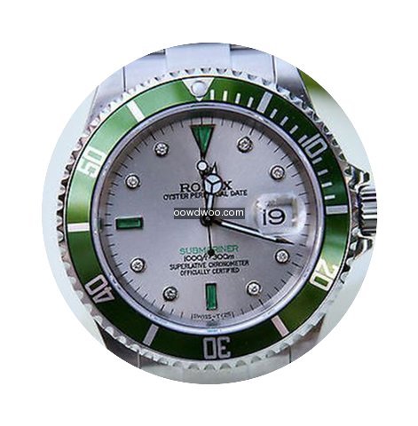Rolex Green Submariner Mens 16610 Stainl...
