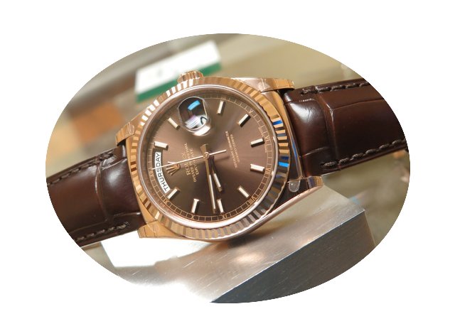 Rolex DAY DATE 118135 BROWN DIAL 18KT GO...