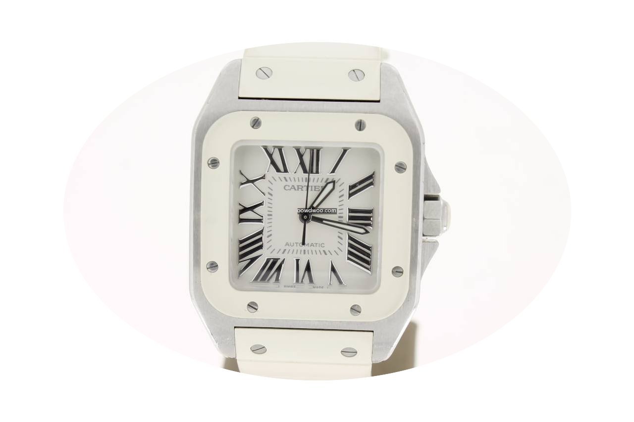 Cartier Santos 100 Medium. Steel/WhiteRu...