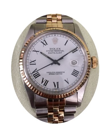 Rolex Oyster Datejust Gold Steel White R...
