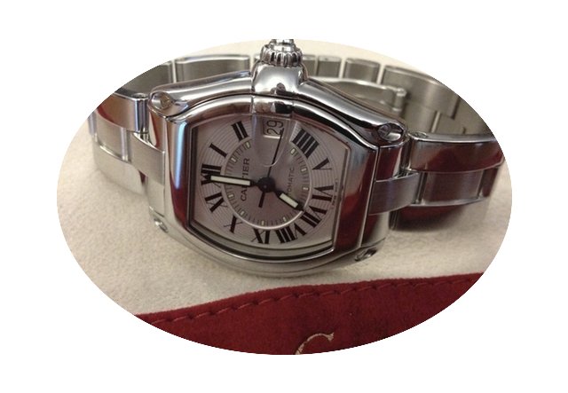 Cartier Roadster Date Steel Silver Roman...