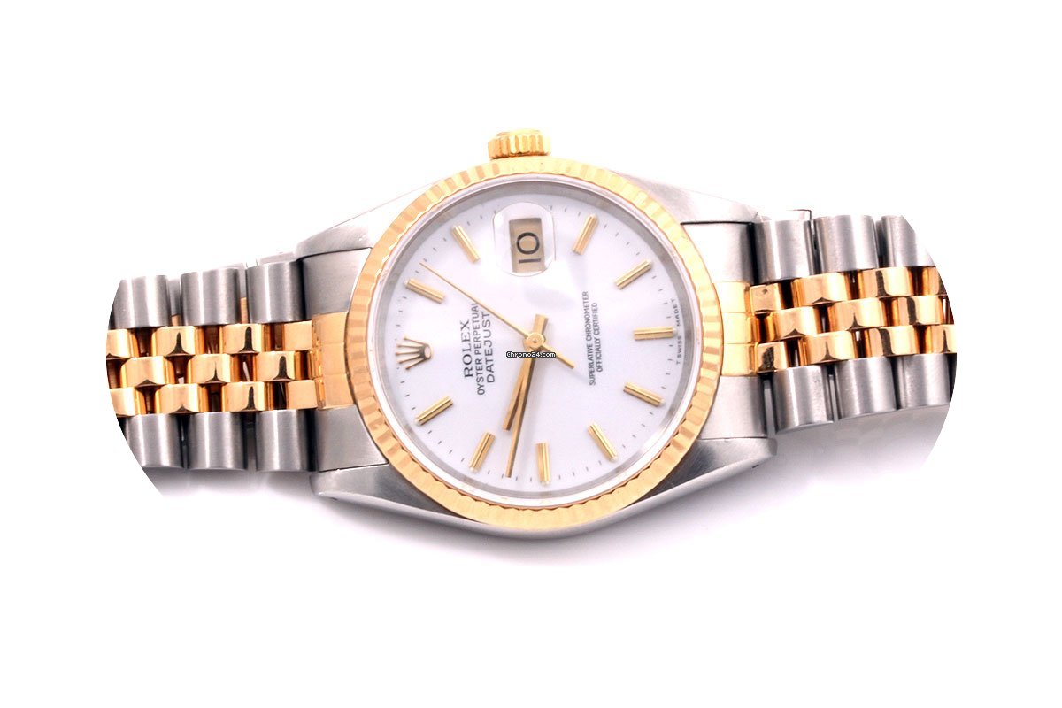 Rolex Mens 16013 Datejust White Stick Ma...