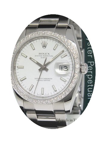Rolex Date Stainless Steel Diamond Bezel...