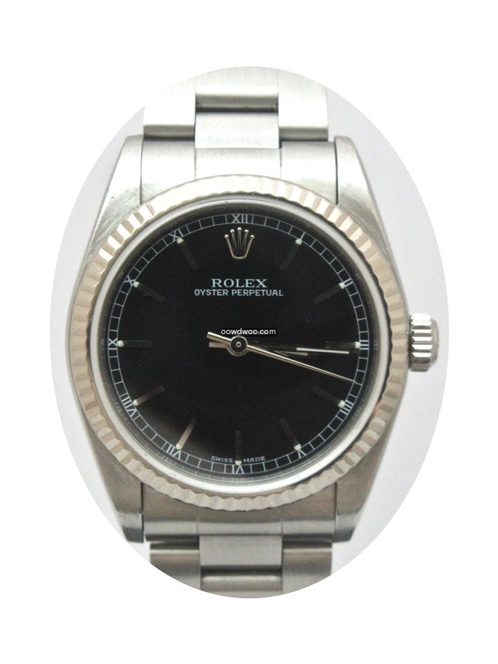 Rolex Oyster Perpetual Midsize White Gol...
