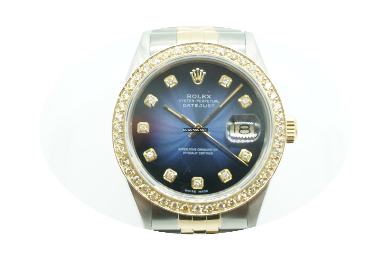 Rolex Datejust 36mm Two Tone Blue Vignet...