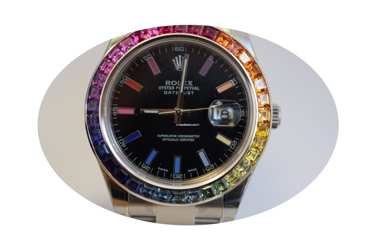 Rolex DateJust 41mm Steel Rainbow Bezel ...