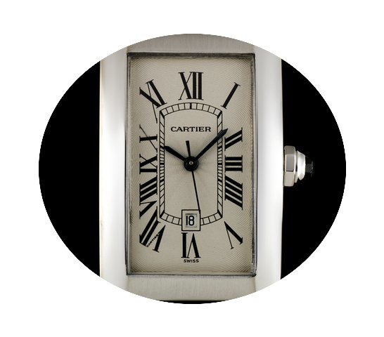 Cartier 18k W/Gold Silver Guilloche Dial...